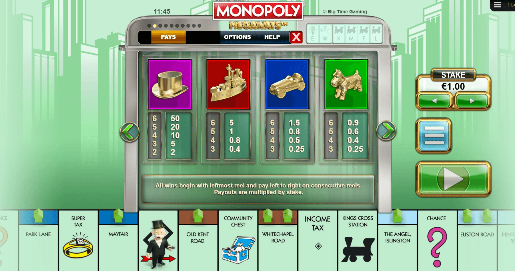 Slot machine Monopoly Megaways